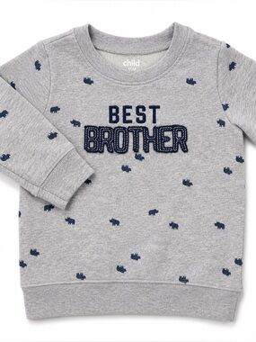 child of mine Grey Sweatshirt with Navy "BEST BROTHER" Appliqué